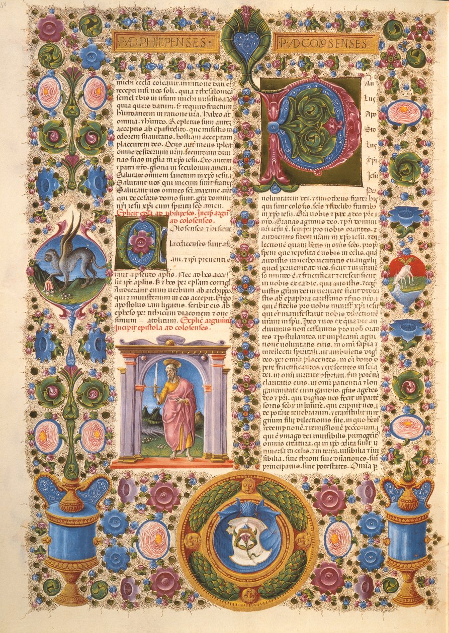 Fol.204v Carta de S. Paulo aos Colossenses, da Bíblia de Borso d