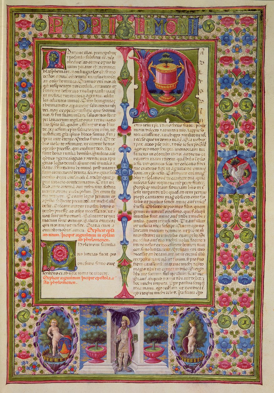 Fol.211r Carta de São Paulo a Filemom, da Bíblia Borso d