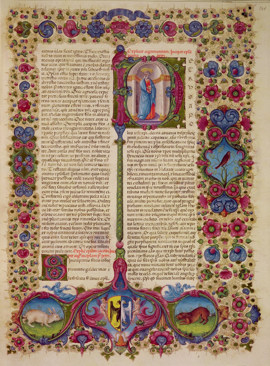 Fol.231r Primeira Carta de São Pedro aos Apóstolos, da Bíblia Borso d