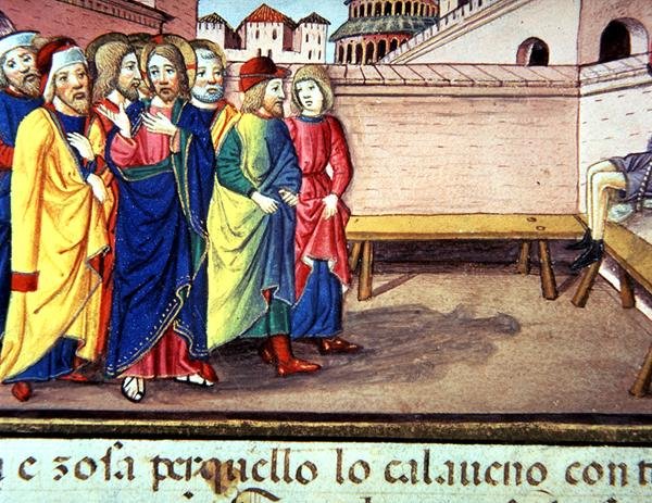 Fol.51v Cristo Entra em Cafarnao (vellum) de Italian School
