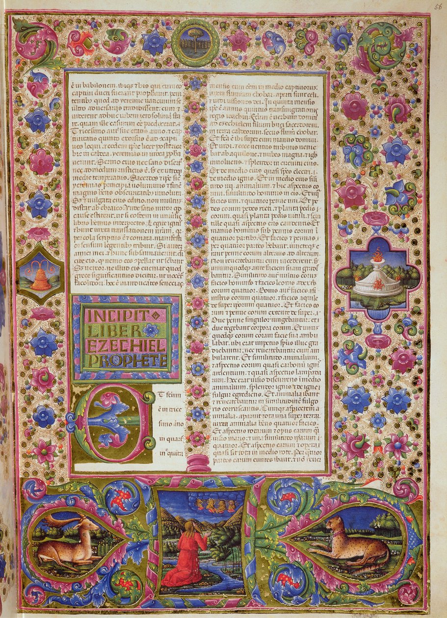 Fol.56r Abertura do Livro de Ezequiel, da Bíblia Borso d