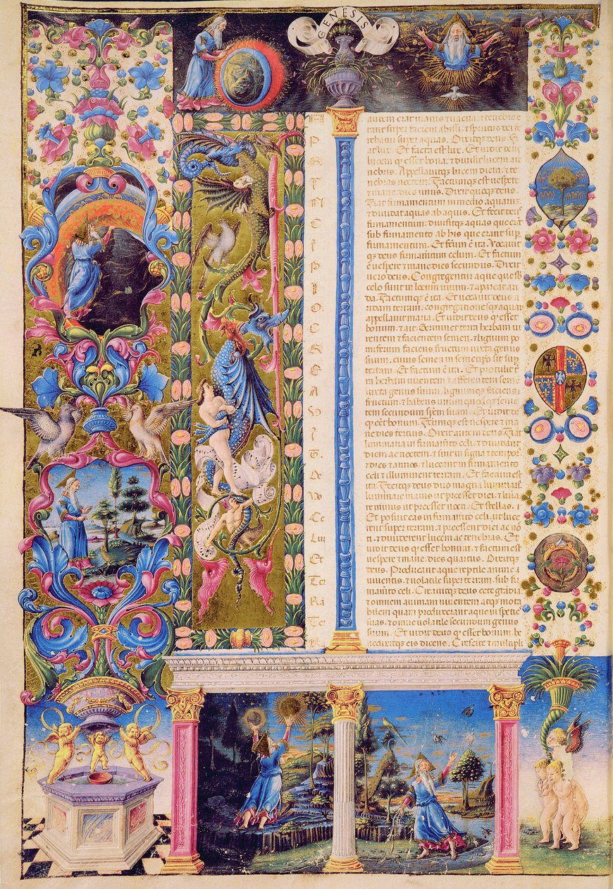 Fol.5v Génesis. Criação do Universo, a partir da Bíblia de Borso d