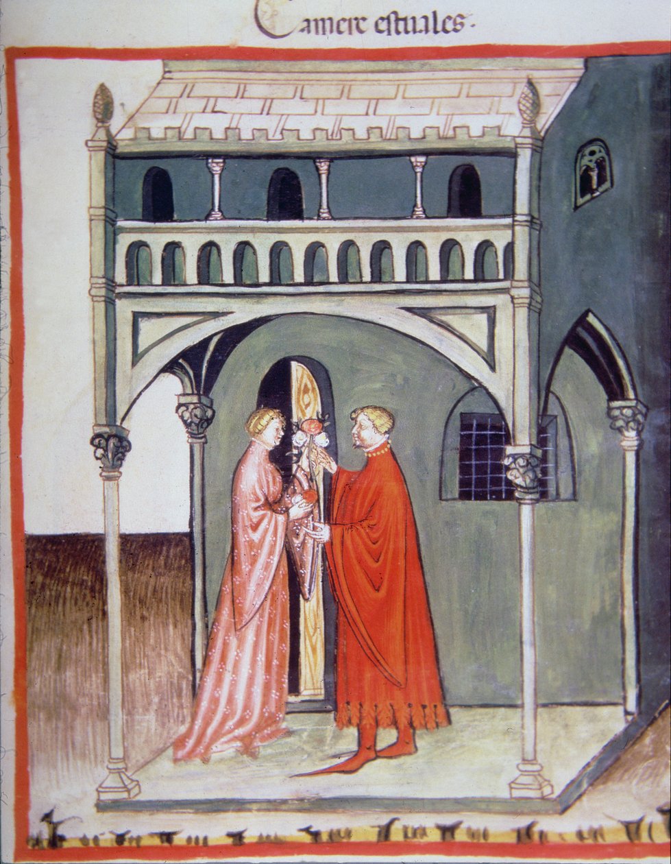 Fol.97r Sala de Verão, ilustração do Tacuinum Santiatis Codex Vindobonensis de Italian School