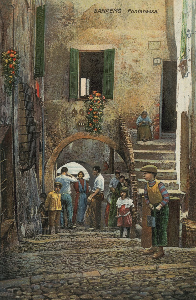 Fontanassa, San Remo, Itália (litografia a cores) de Italian School
