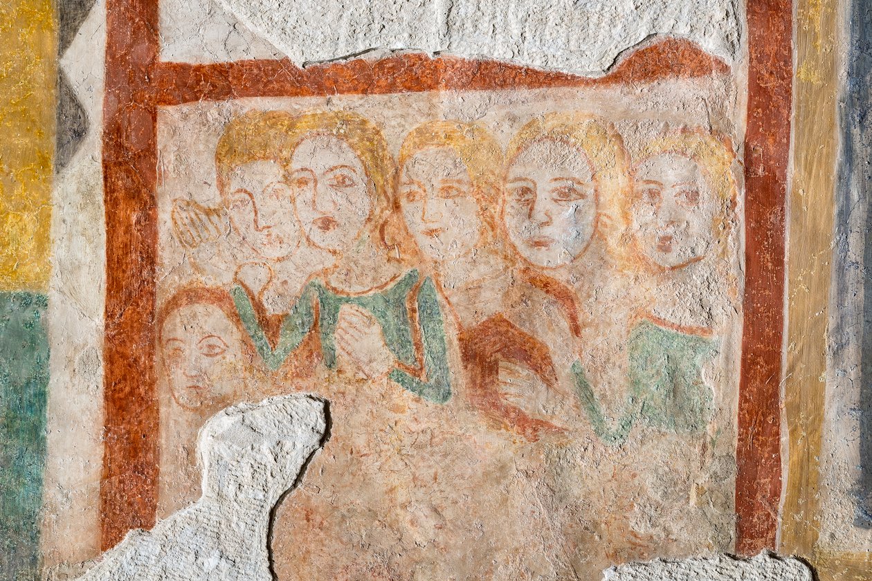 Fresco - grupo de fiéis de Italian School