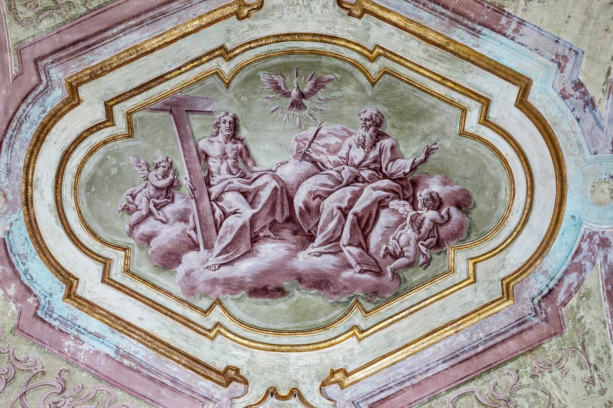 Abóbada com frescos da cripta da abside posterior da catedral de Italian School