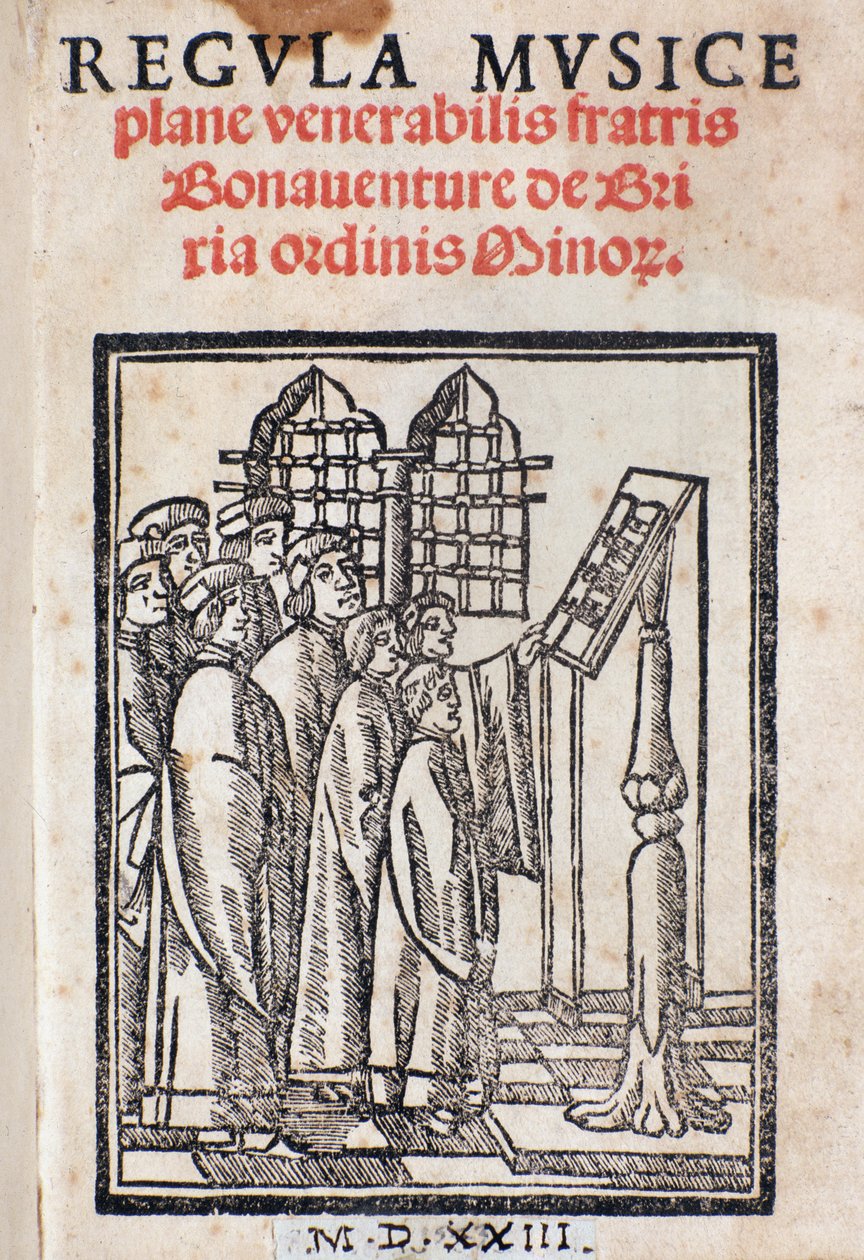 Frontispício da música Regula de Bonaventura da Brescia (c. 1452-c 1517) de Italian School