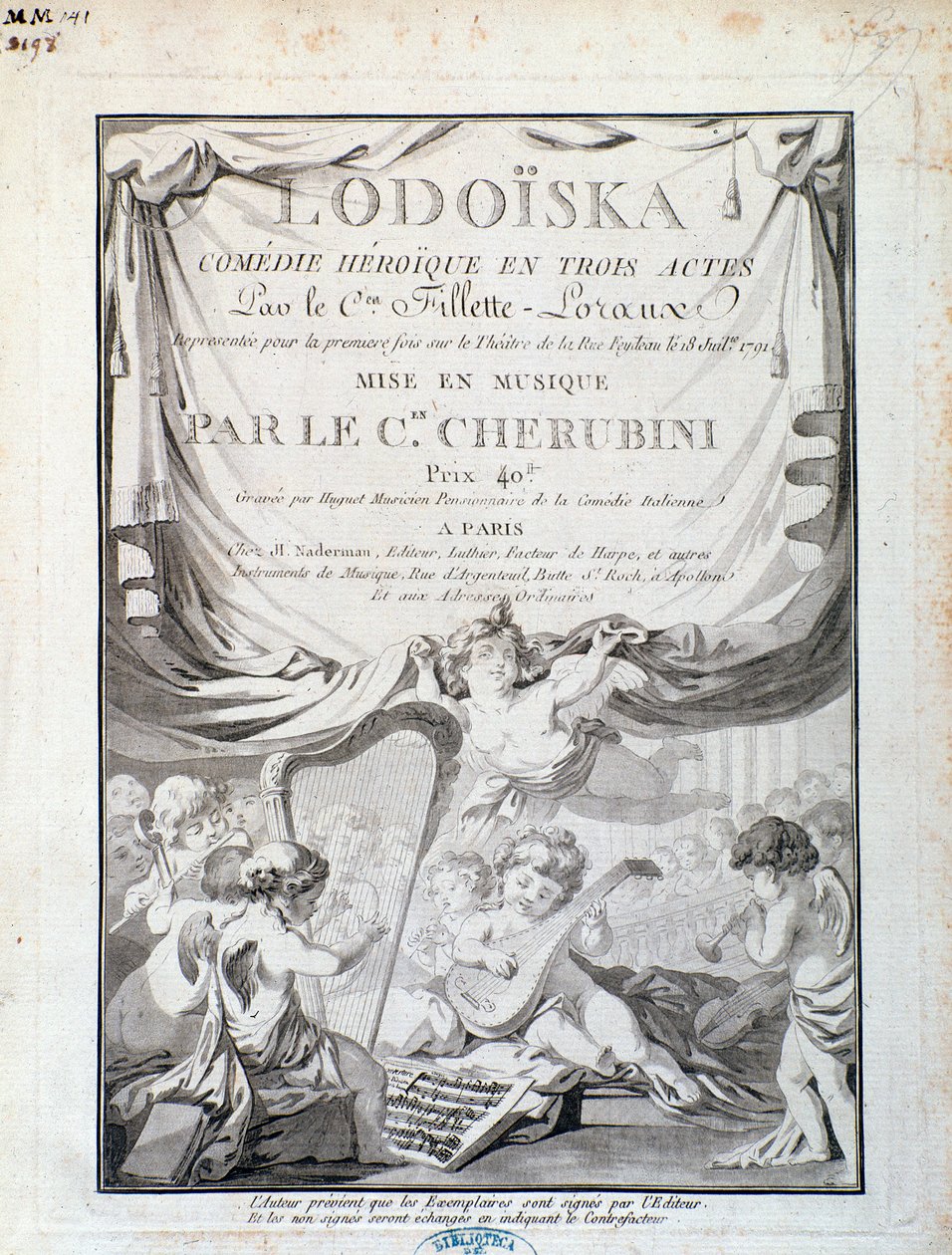 Frontispício de Lodoiska, ópera de Luigi Cherubini de Italian School