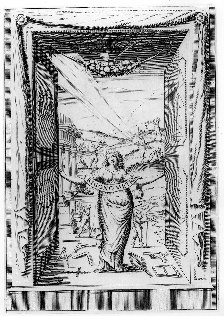Frontispício de Trigonometria por Bonaventura Cavalieri, 1643 de Italian School