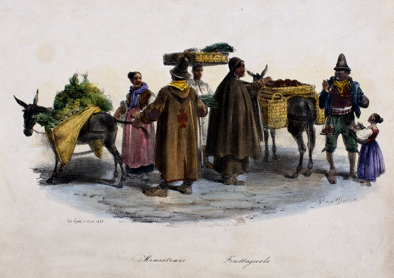 Vendedores de frutas e legumes de Italian School