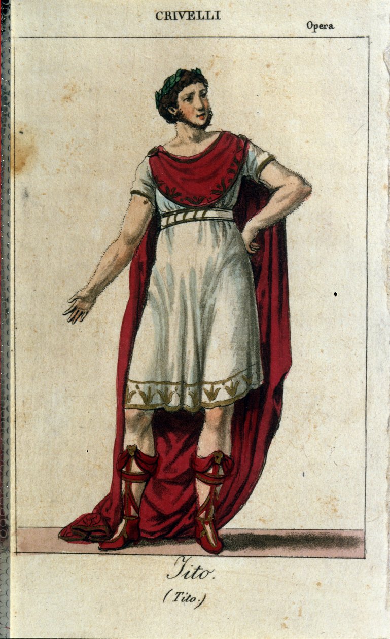 Gaetano Crivelli (1768-1836) no papel de Tito em "La Clemence de Tito" de Wolfgang Amadeus Mozart (1756-1791) representado no La Scala de Milão em 1819 de Italian School