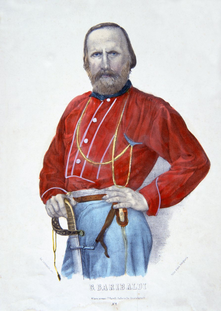 Garibaldi, ilustração da história da Itália de Italian School