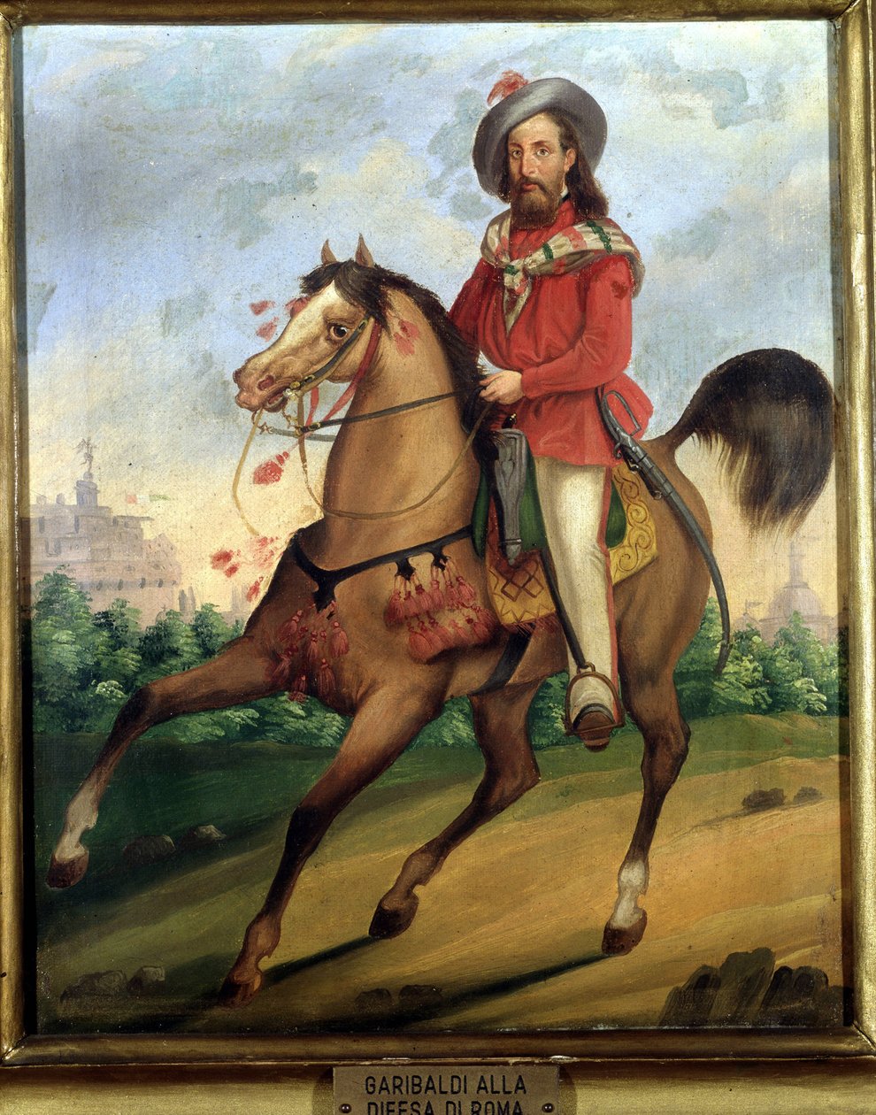 Garibaldi a cavalo em defesa de Roma. Museo del Risorgimento. Milão de Italian School