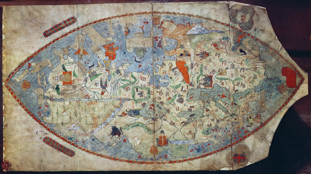 Mapa do mundo genovês, desenhado por Toscanelli (vellum) de Italian School