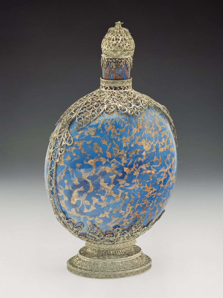 Frasco Azul Dourado Com Filigrana, Venetian (vidro soprado e prata) de Italian School