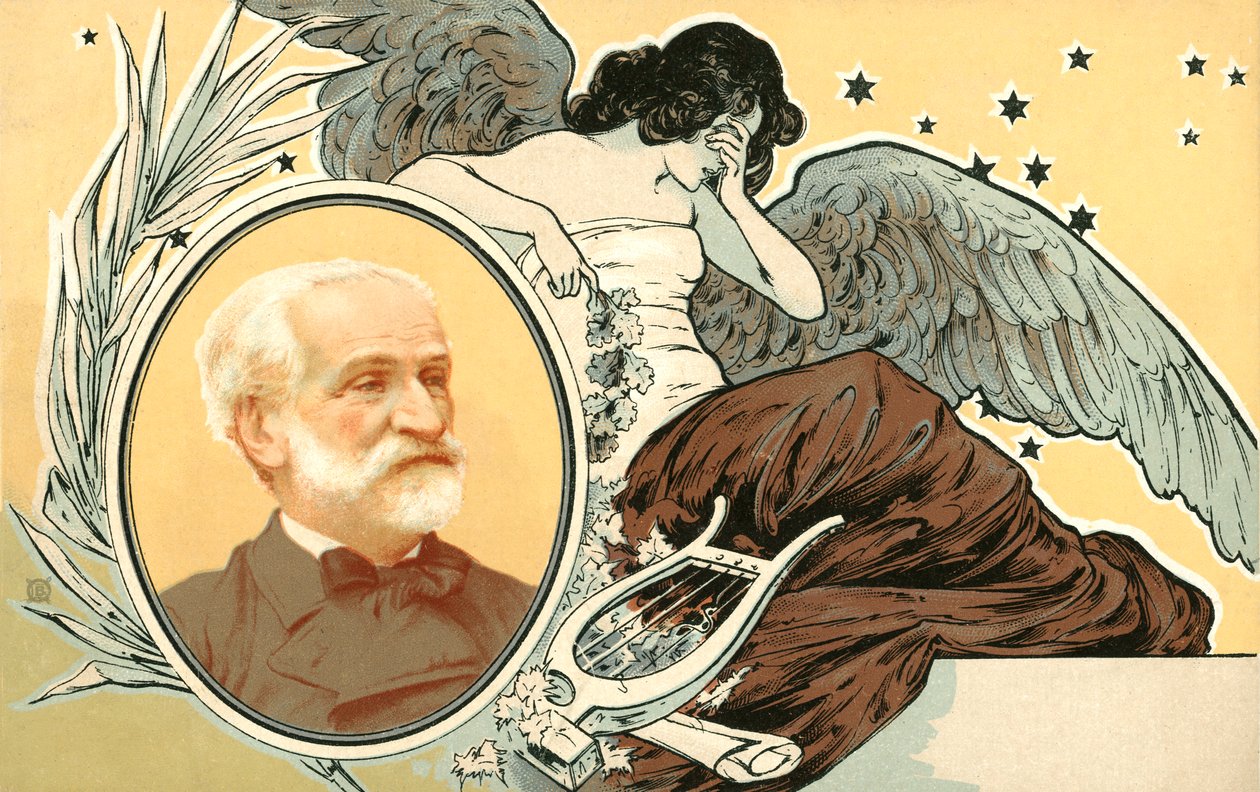 A morte de Guiseppe Verdi (litografia a cores) de Italian School