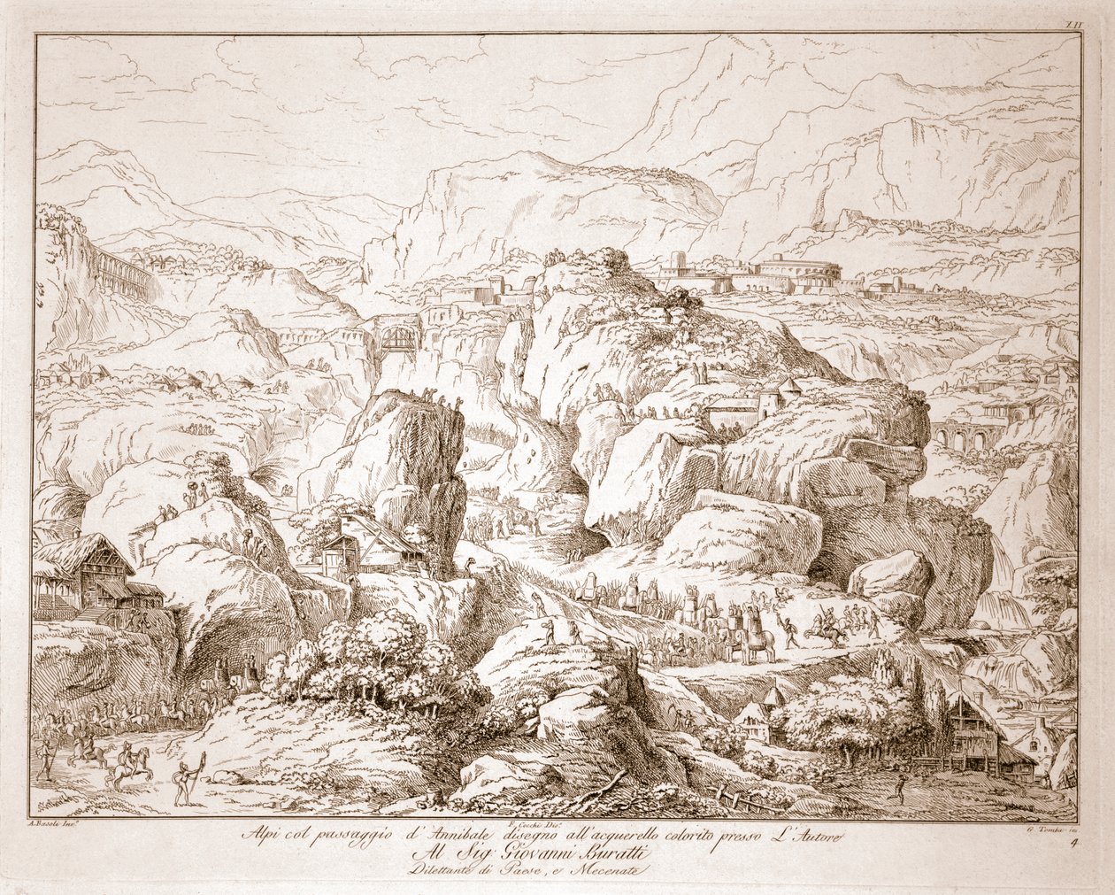 Aníbal cruzando os Alpes de Italian School