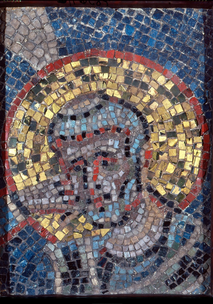 Cabeça de Santo Ambrósio, primeira metade do século IX (mosaico) de Italian School