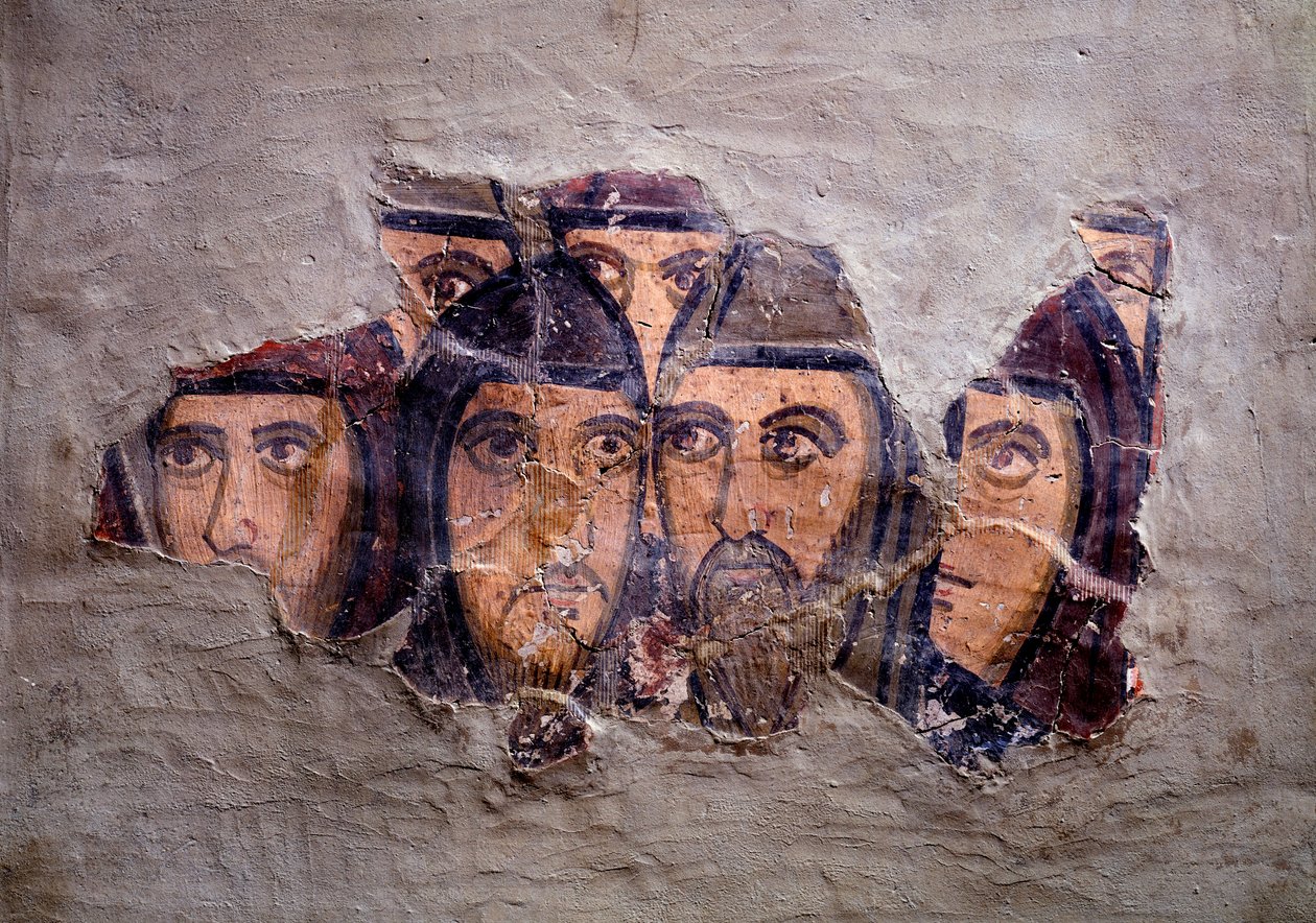 Chefes de monges orientais. Fresco do oratório de Santa Sílvia, séc. IX - X de Italian School