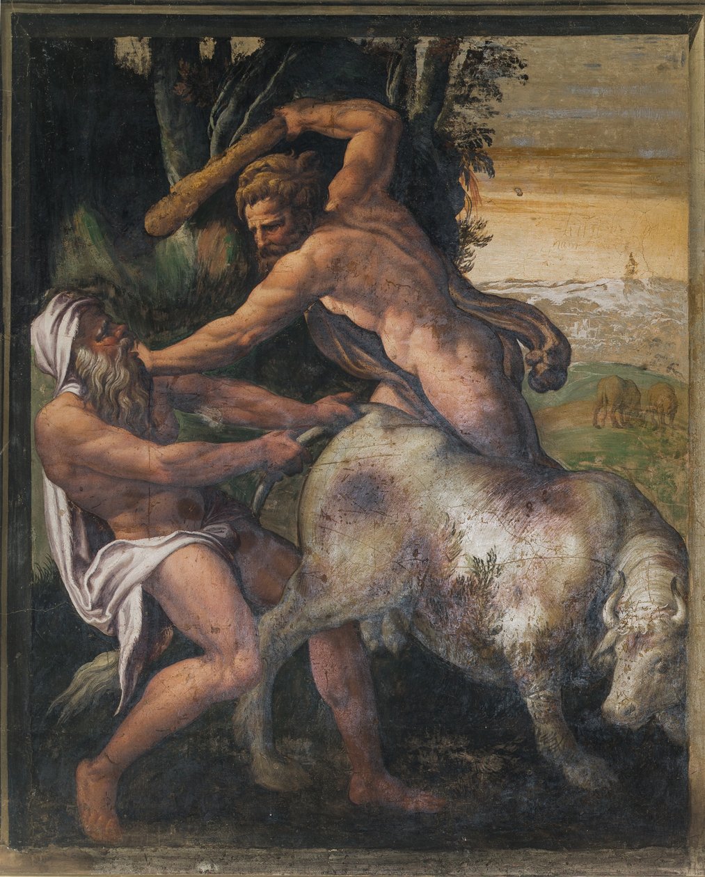 Hércules matando o touro Cretan, Sala Amarela de Italian School