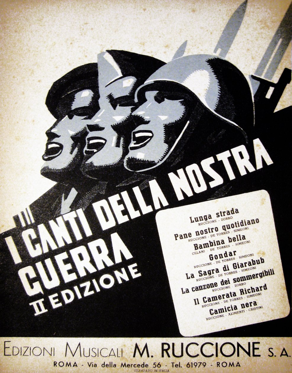 I Canti Della Nostra Guerra", cancioneiro italiano fascista de Italian School