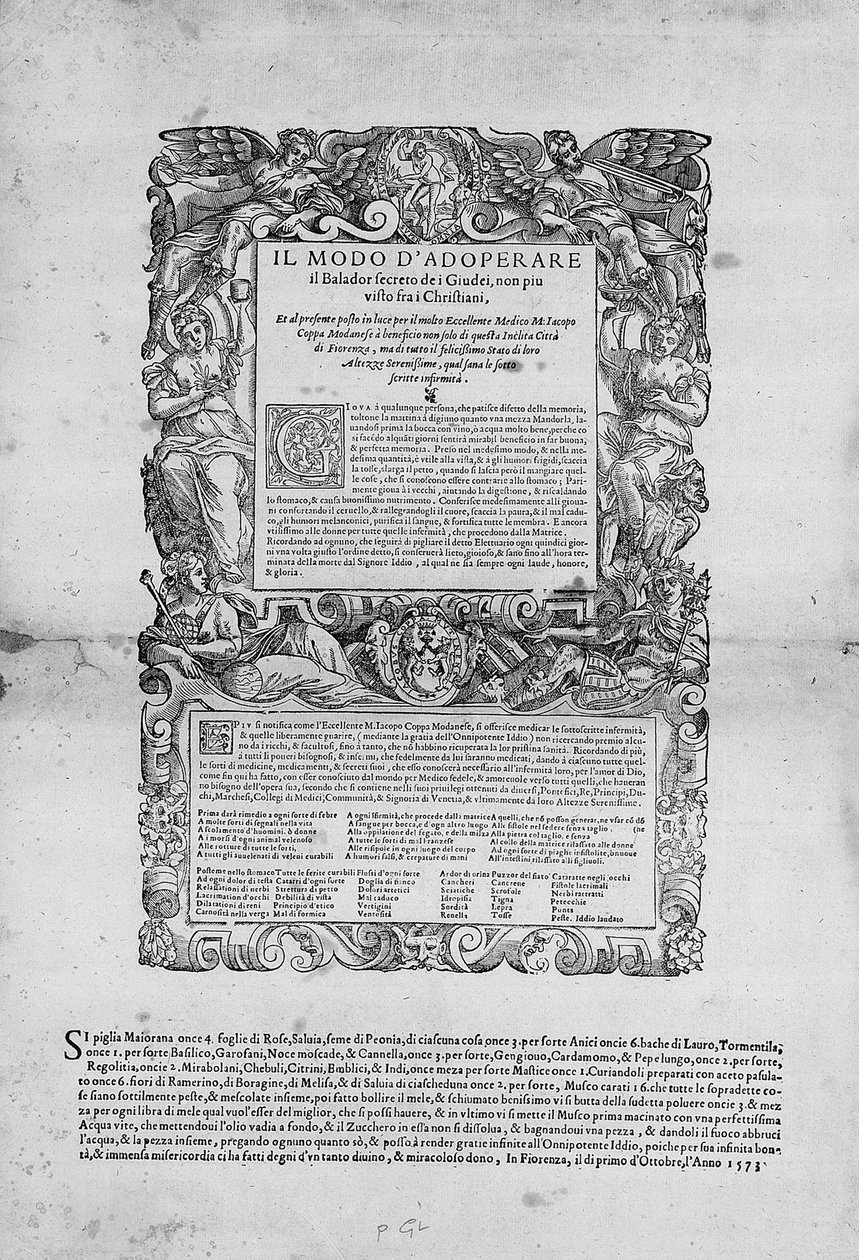A Maneira de Usar o Balador Secreto dei Giudei, de Jacopo Coppa de Modena, Florença de Italian School
