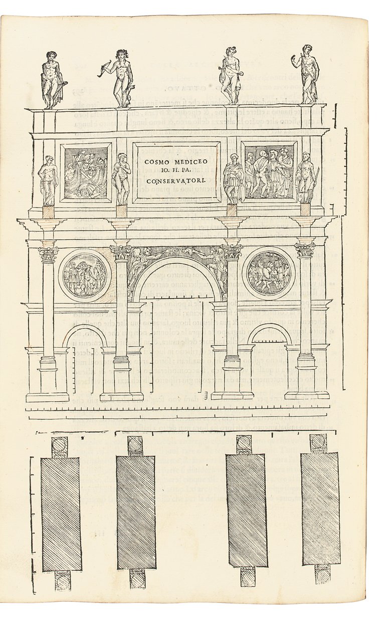 Ilustração de L&39;Architettura, de Leon Battista Alberti (1404-72), traduzida para o italiano por Cosimo Bartoli (1503-72). Florença: Lorenzo Torrentino de Italian School