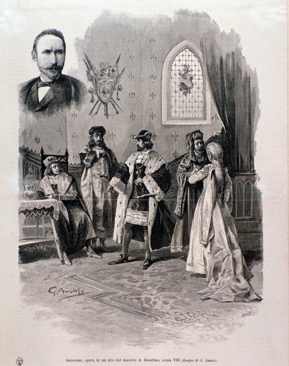 Ilustração de Pierre Gringoire, ópera de Antonio Scontrino de Italian School