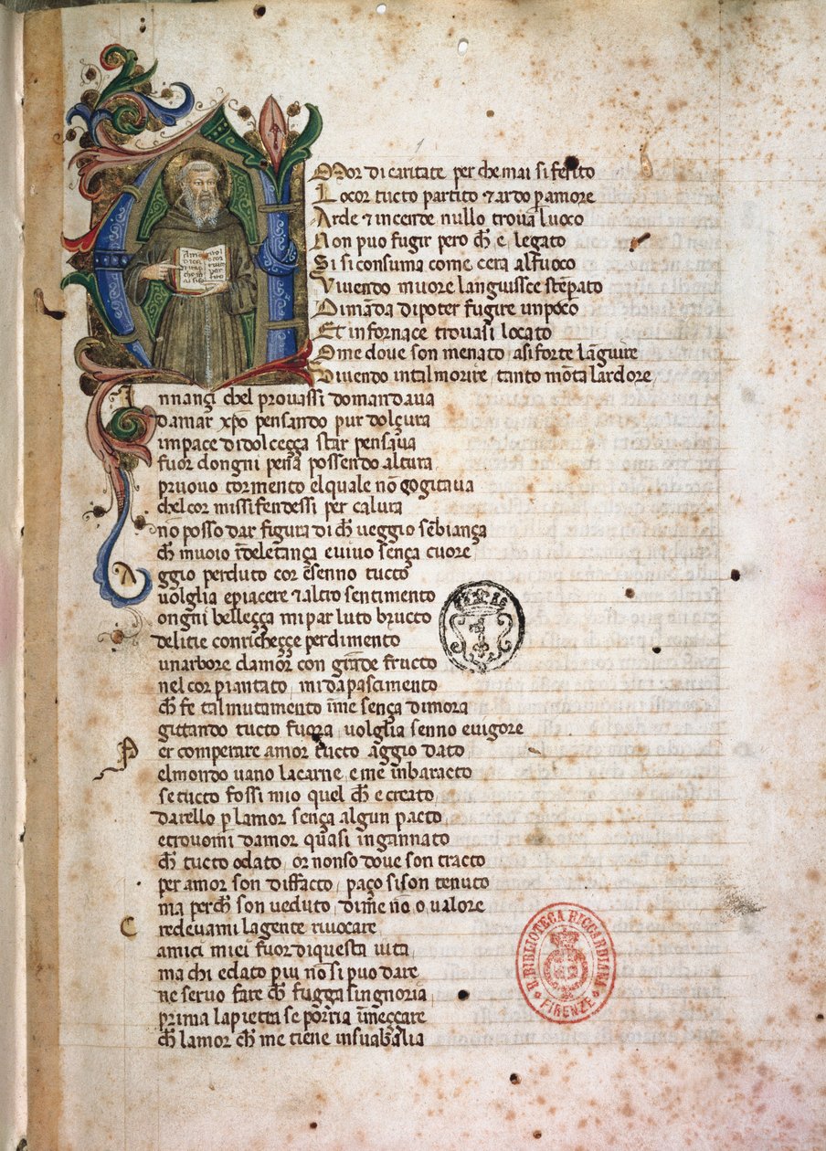 Incipit de Laudae. Século XV (Manuscrito iluminado) de Italian School