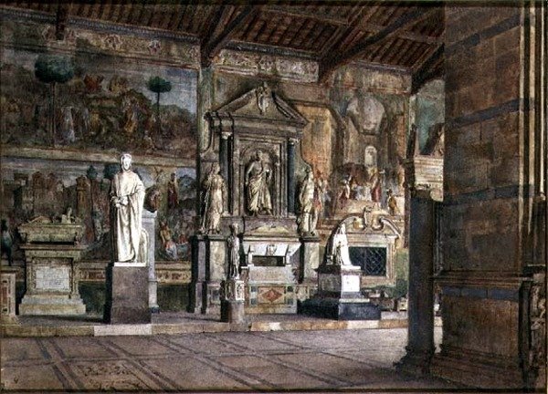 Interior do Campo Santo em Pisa, c.1845 (aguarela sobre papel) de Italian School