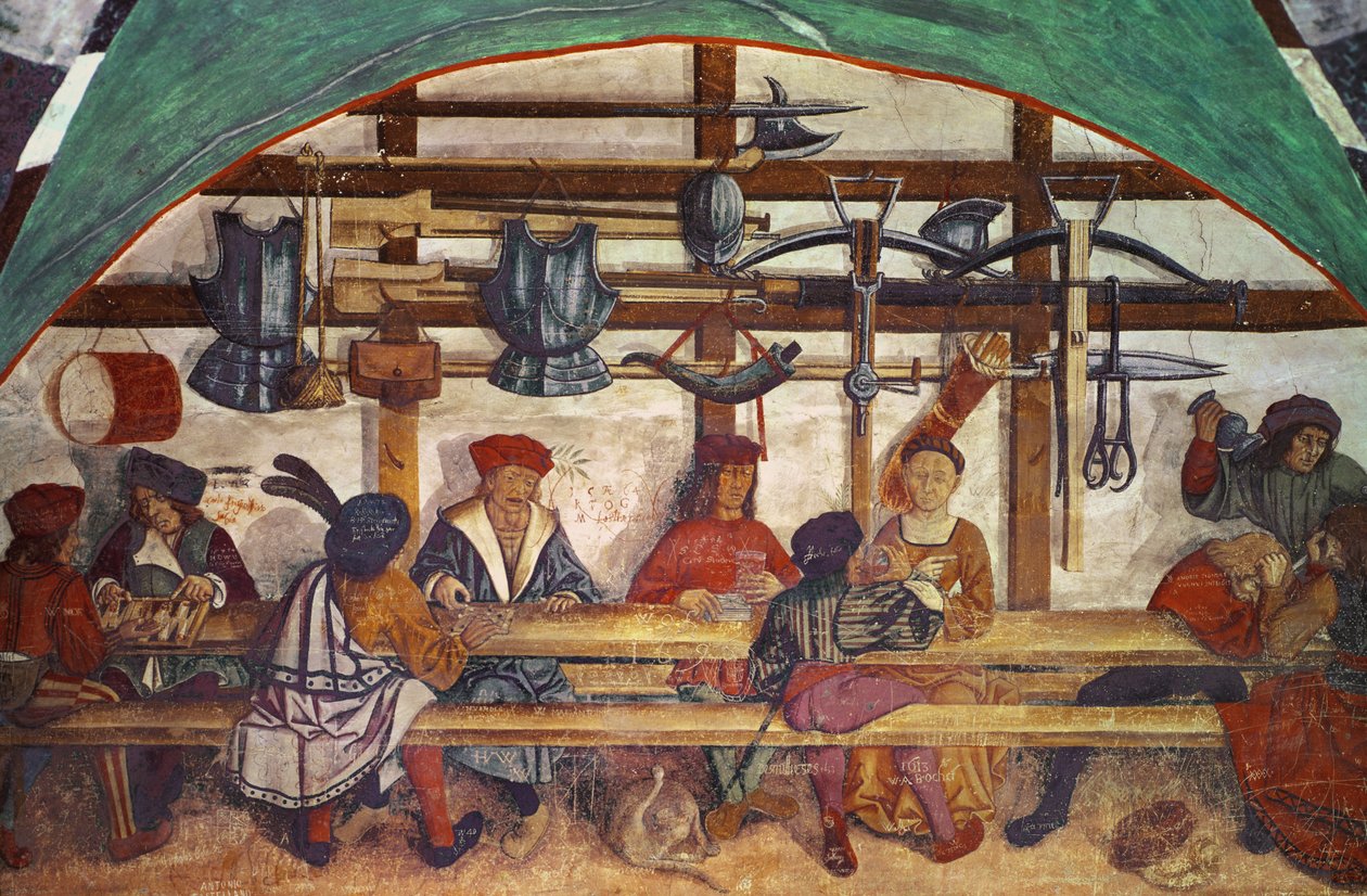 Interior da Sala da Guarda (fresco) de Italian School
