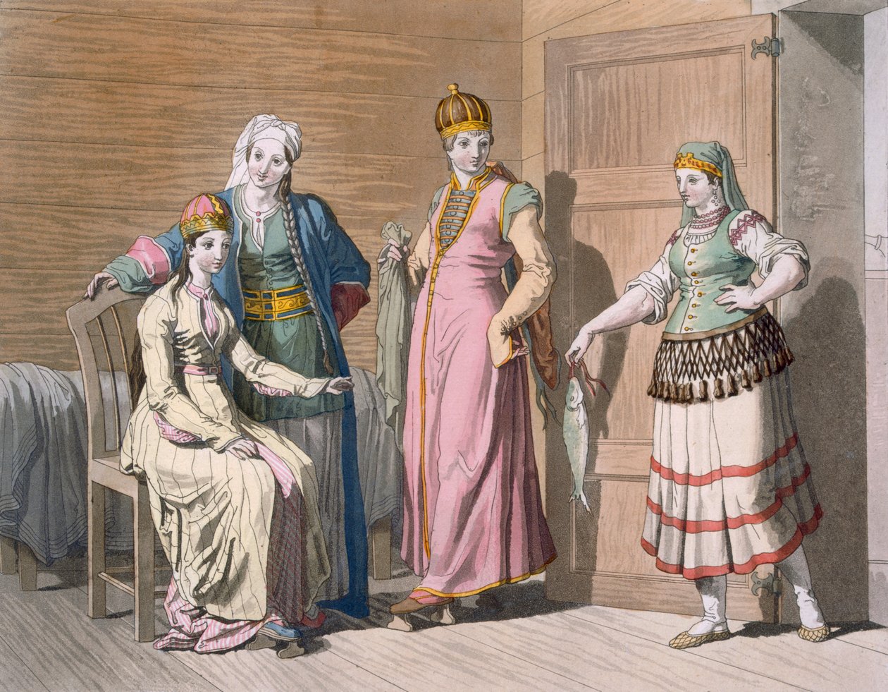 Interior com mulheres circassianas, c.1820s-30s de Italian School
