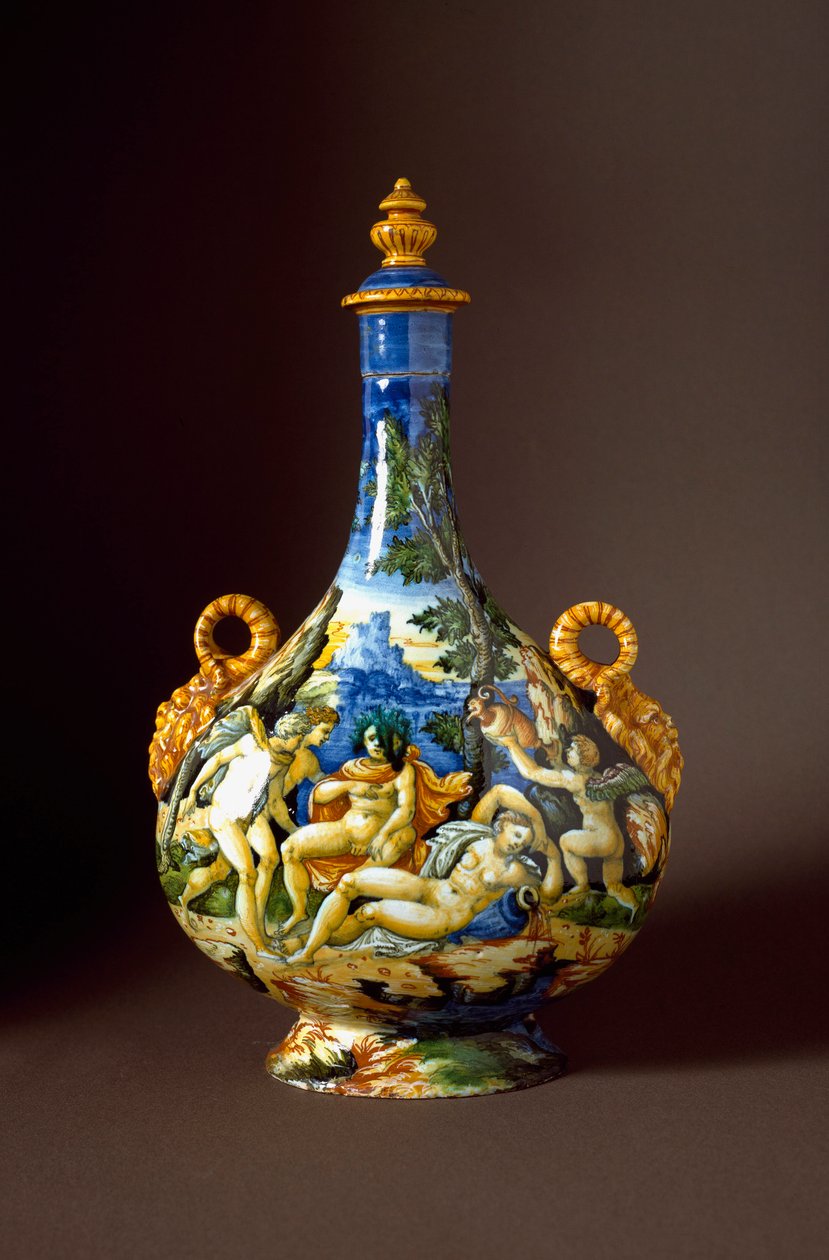 Io et Juno Cerâmica produzida em Urbino, na oficina Fontana, Itália. Século XVI Florença, Museo Nazionale del Bargello - Io e Juno. Jarro de cerâmica do atelier Fontana, Urbino. Século XVI. Museu Nacional do Bargello, Florença, Itália. de Italian School
