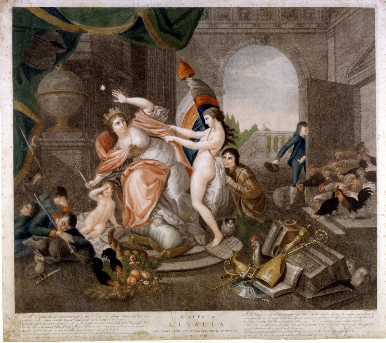 Publicação satírica italiana anti-francesa sobre a invasão de 1796. Museo del Risorgimento. Milão de Italian School