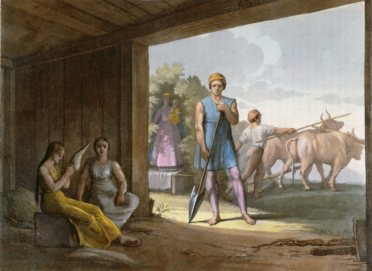 Índios jesuíticos (provavelmente índios sul-americanos convertidos pelos jesuítas) c.1820 de Italian School