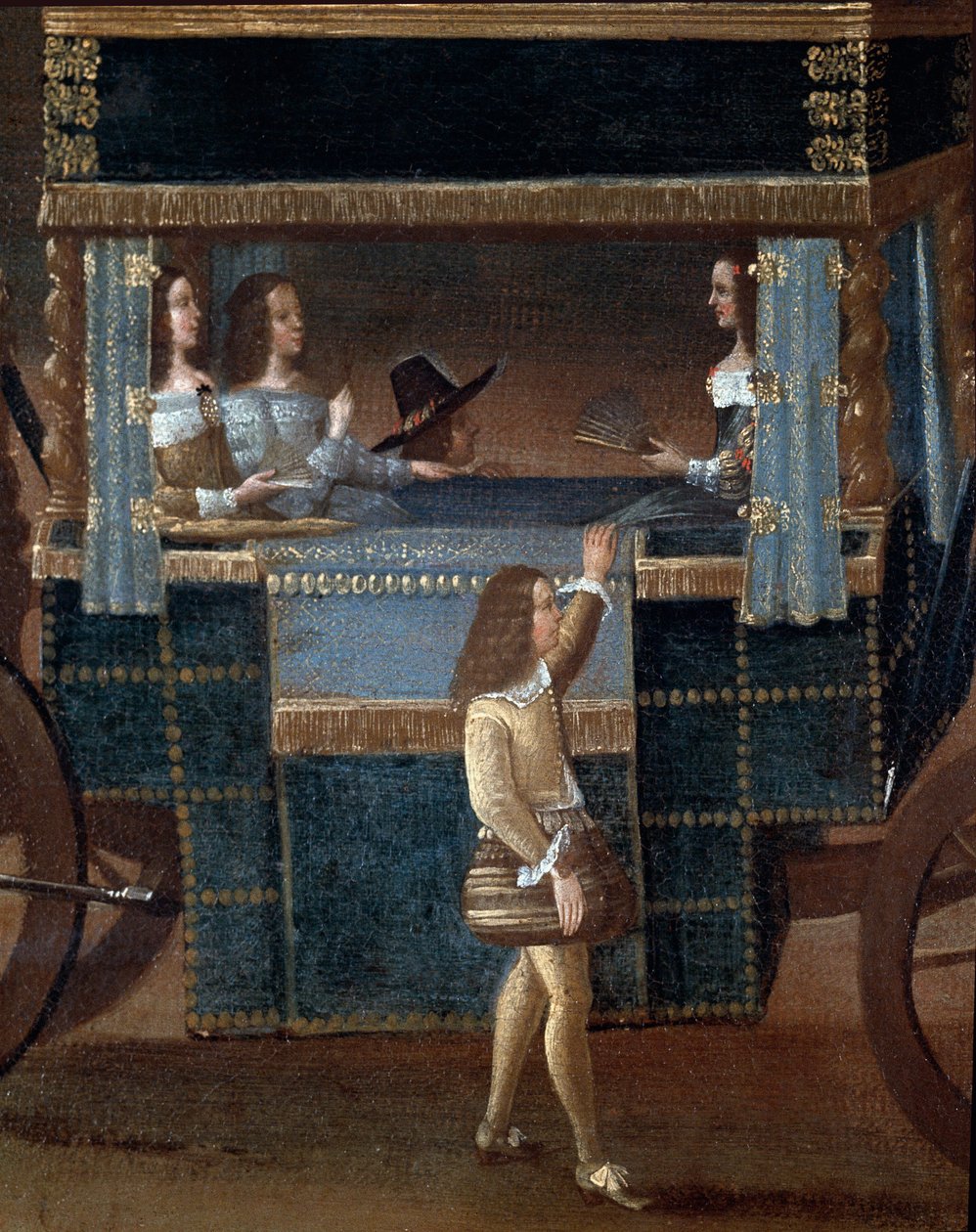 Senhoras no carro, detalhe (Pintura de Italian School