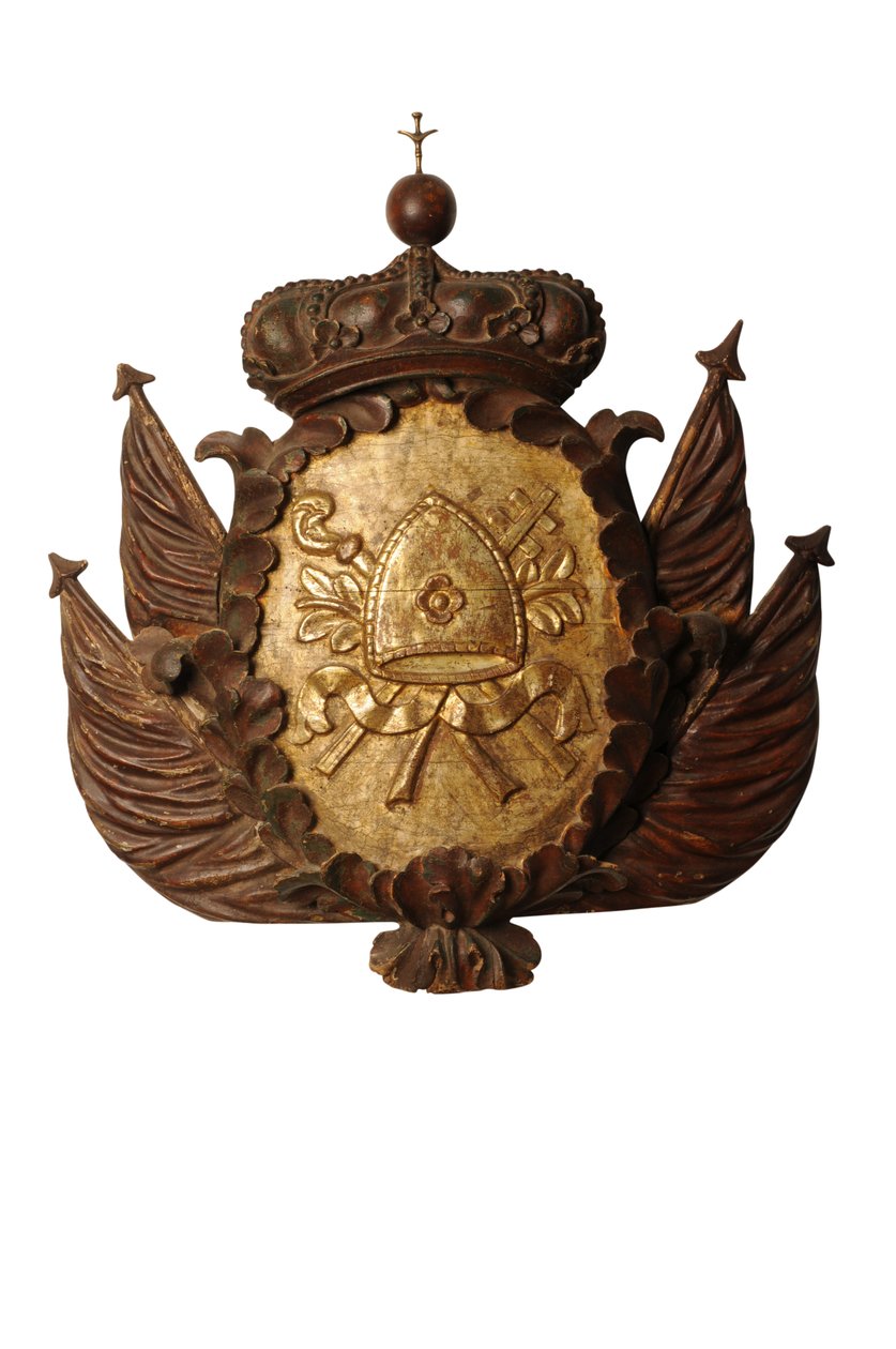 Grande armorial barroco esculpido, c.1700 (madeira) de Italian School