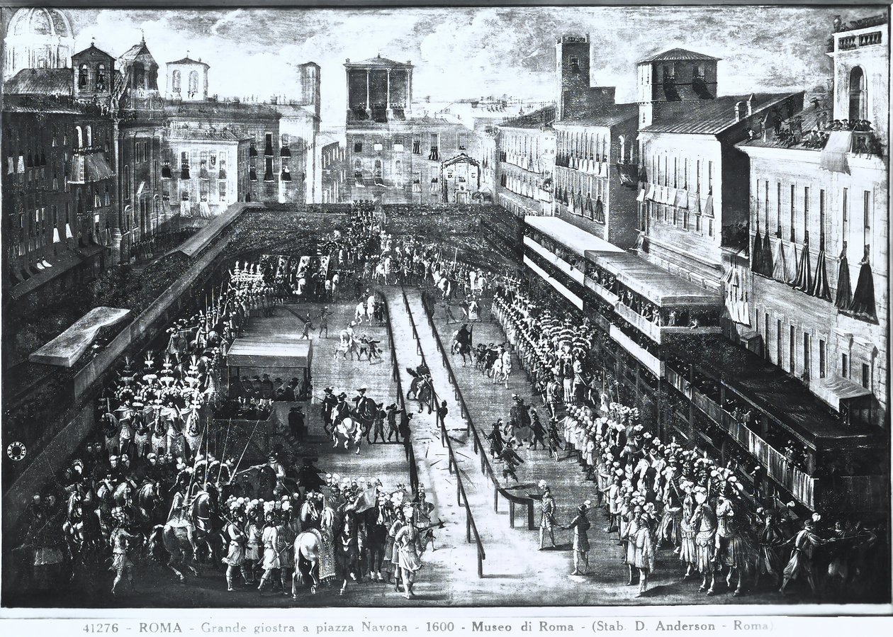 Grande torneio na Piazza Navona, c.1610 de Italian School