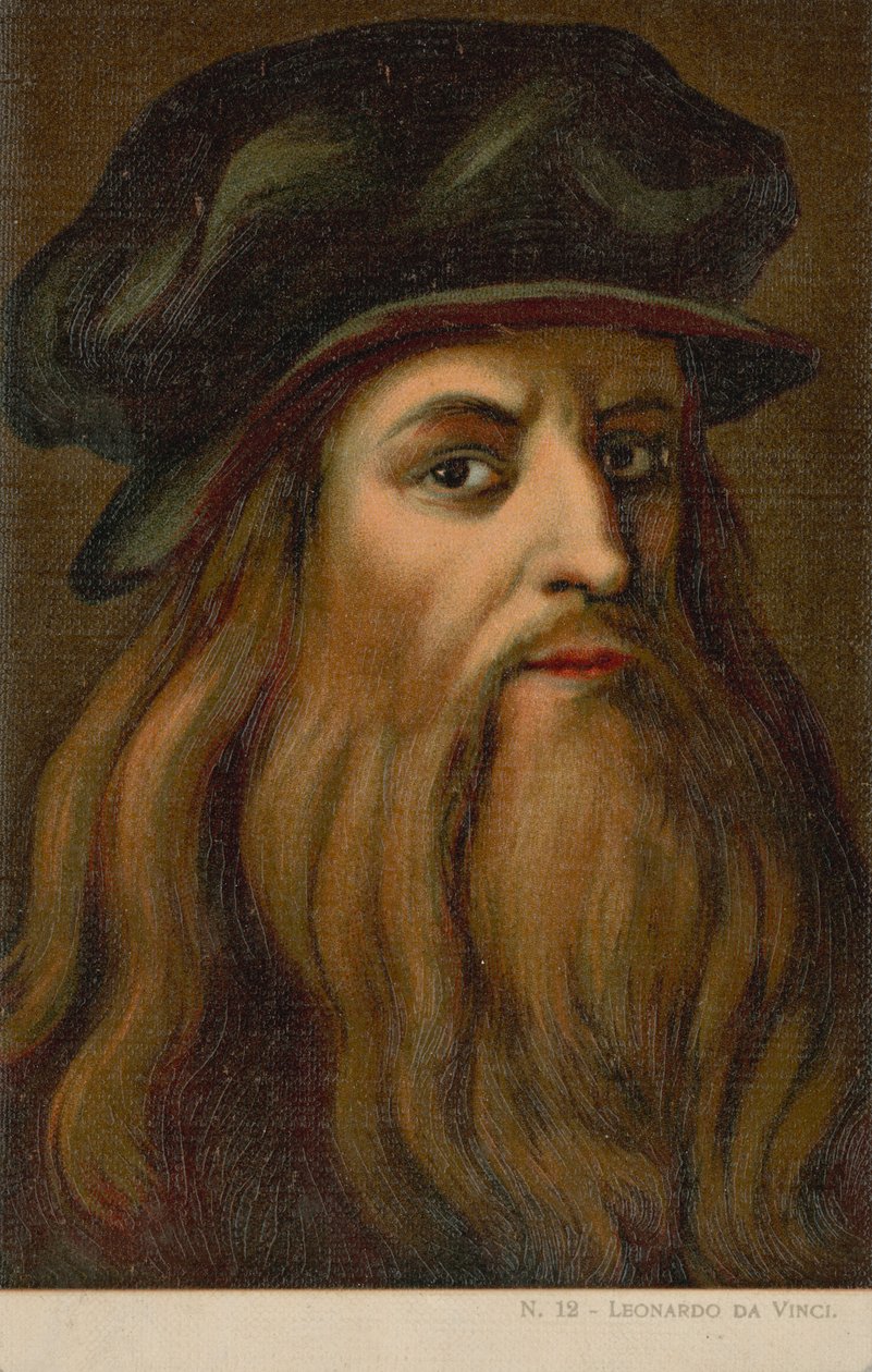 Leonardo da Vinci, artista e cientista italiano (cromolito) de Italian School