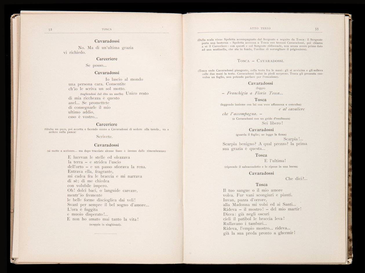 Libretto de Tosca por Giacomo Puccini, Edição Ricordi, Itália de Italian School