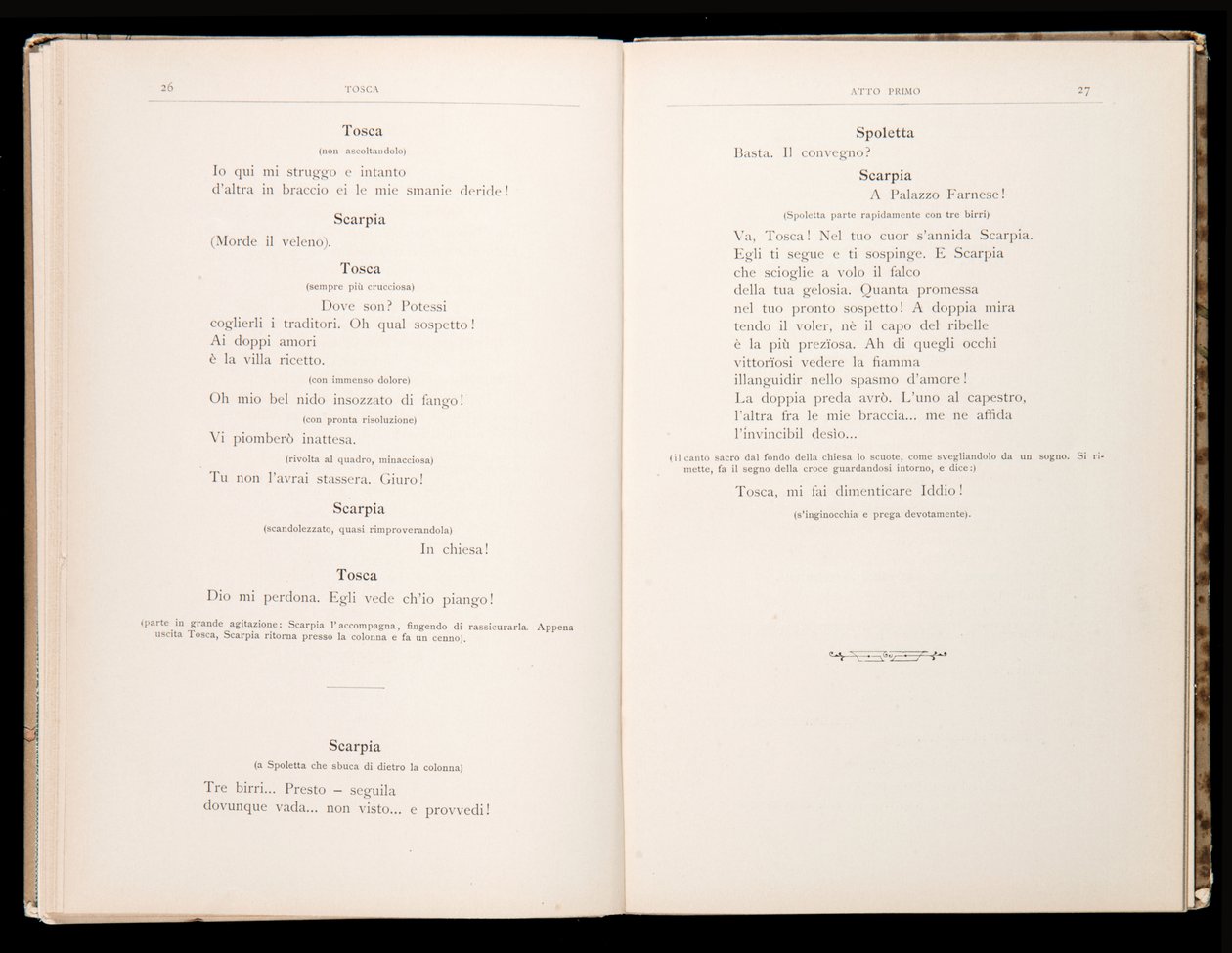 Libretto de Tosca por Giacomo Puccini, Edição Ricordi, Itália de Italian School