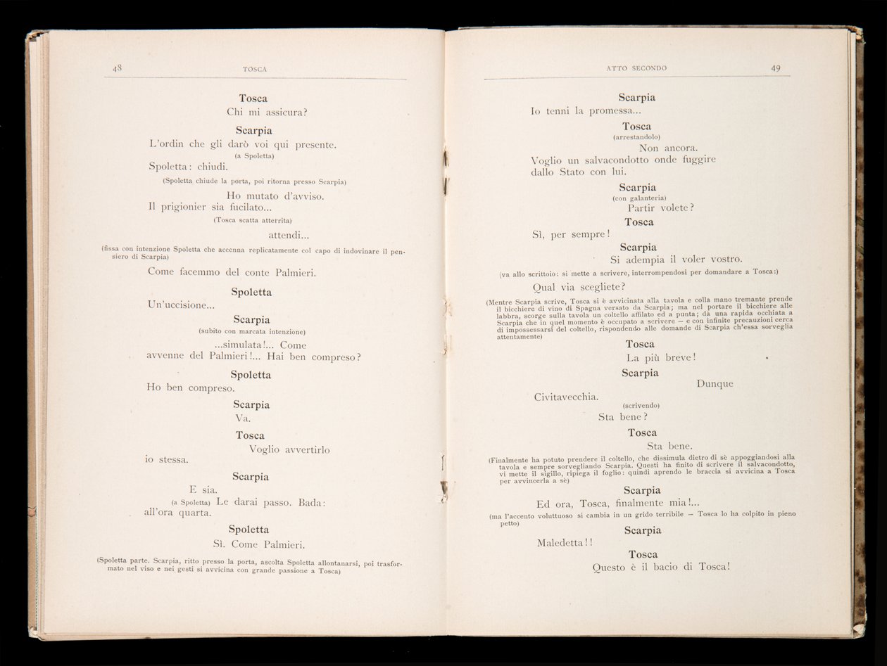 Libretto de Tosca por Giacomo Puccini, Edição Ricordi, Itália de Italian School
