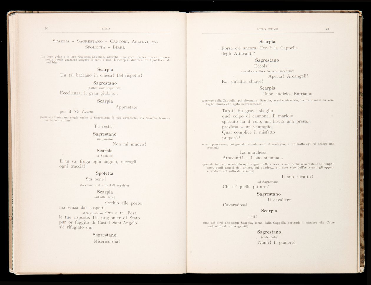 Libretto de Tosca por Giacomo Puccini, Edição Ricordi, Itália de Italian School