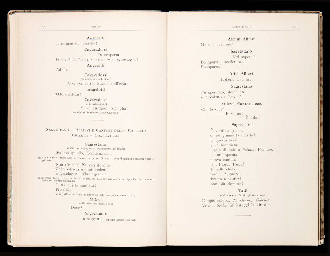 Libretto de Tosca por Giacomo Puccini, Edição Ricordi, Itália de Italian School