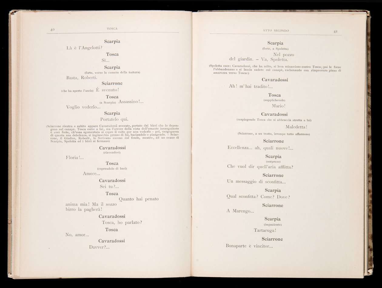 Libretto de Tosca por Giacomo Puccini, Edição Ricordi, Itália de Italian School
