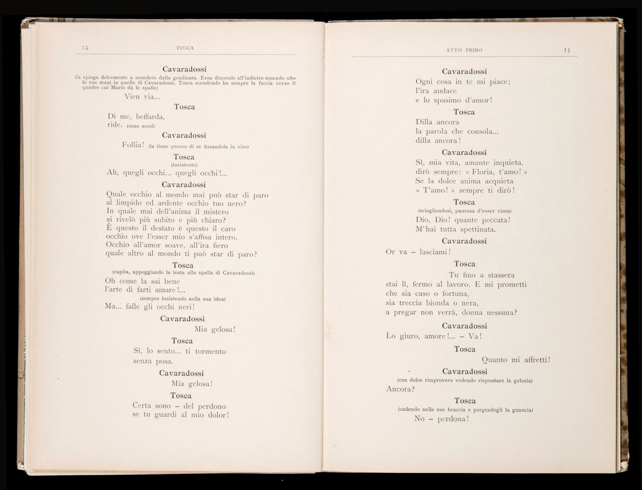 Libretto de Tosca por Giacomo Puccini, Edição Ricordi, Itália de Italian School