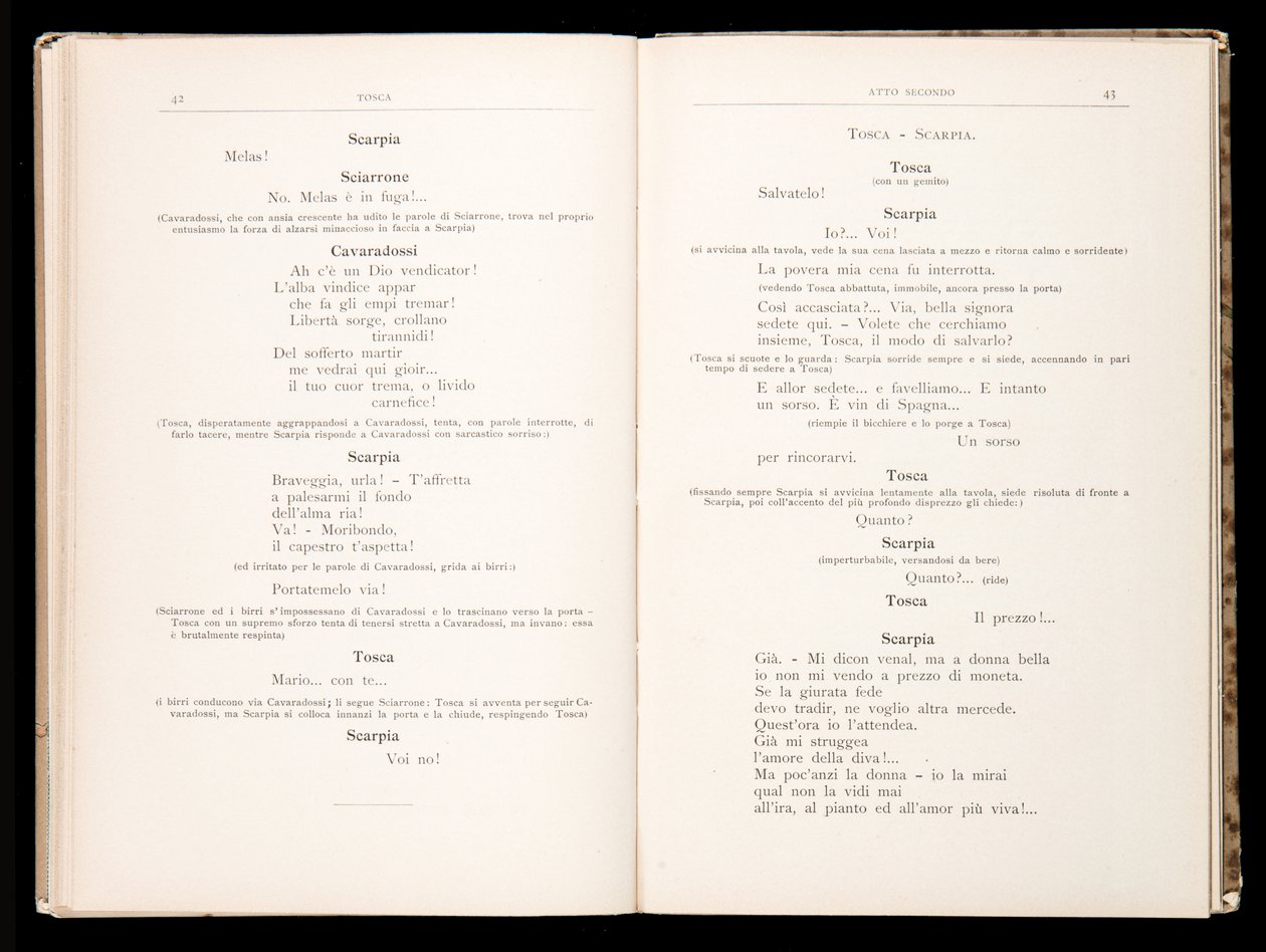 Libretto de Tosca por Giacomo Puccini, Edição Ricordi, Itália de Italian School