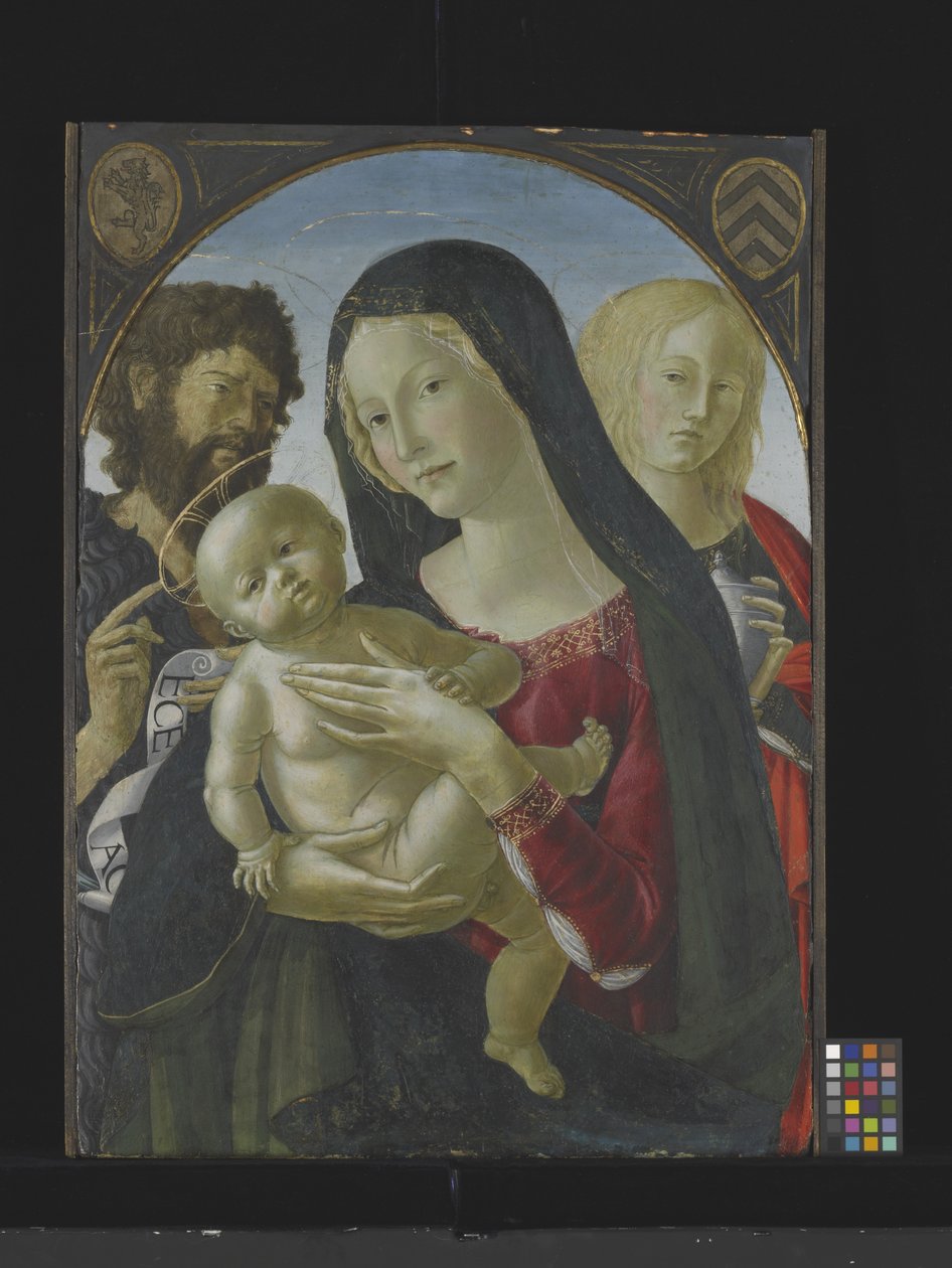Madonna E Criança Com São João Baptista E Santa Maria Madalena (tempera sobre madeira) de Italian School