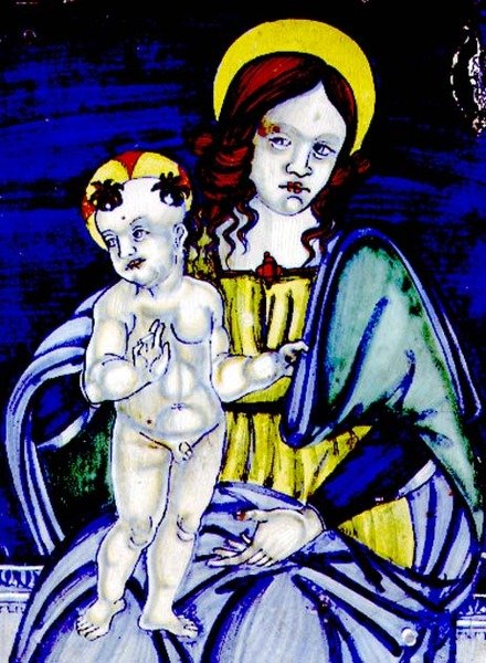 Madonna e Criança (placa maiolica) de Italian School