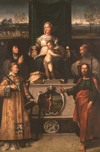 Madonna e Criança Entronizadas com Santos de Italian School